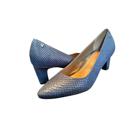 Vionic 8 blue croc embossed comfort pump 2in heel classic updated unique - Picture 6 of 9